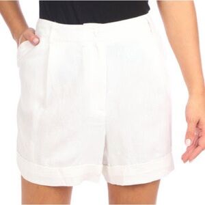 Women's White Shorts Sz 6 Blue Sol Linen Blend NWT